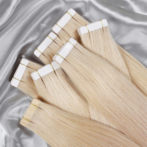 Beige Blonde Tape in Hair Extensions Natural Straight
