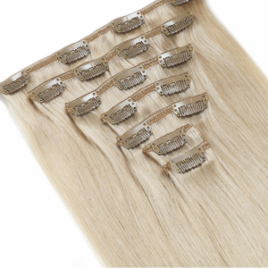 Ash Blonde 100% Remy Human Hair Silky Soft Hair 7 Pcs Clip in Hair Extensions