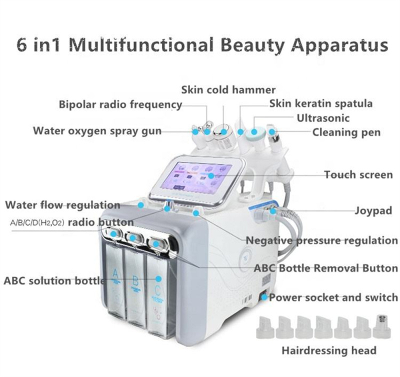 6 in 1 Cautery Ultrasonic Vaccum Spray Galvanic Facial Machine Massager Facial Beauty Equipment