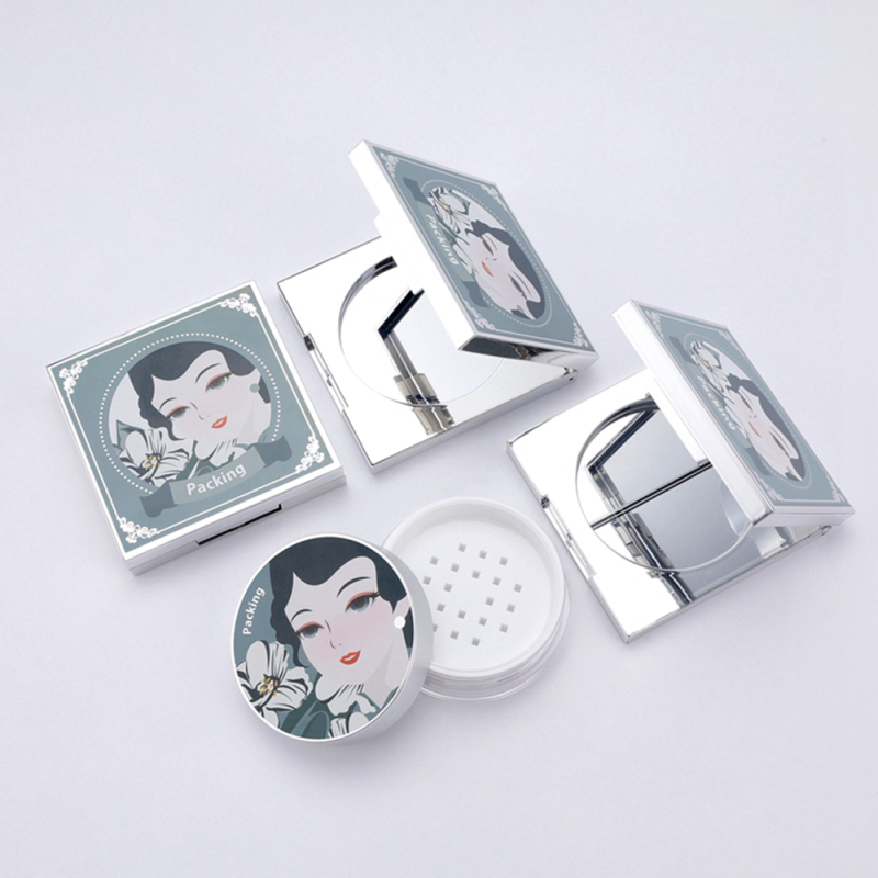 Compact Powder Case High-end design cosmetic beauty packaging empty air bb cushion compact pressed powder case container with mirror