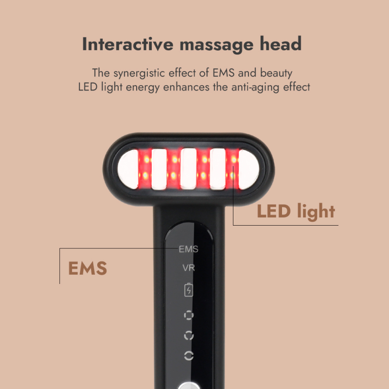 4 in 1 vibration EMS heating red light therapy skincare facial wand