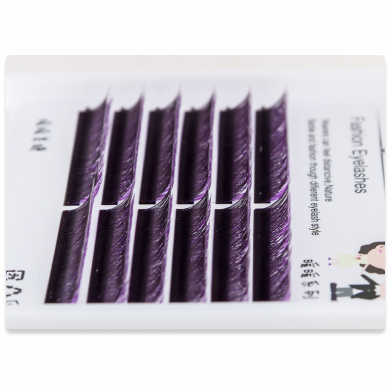 Colorful Purple Eyelash Extension YY shape Lash  Premium Eyelashes Extension C Curl 0.05mm YY Lash Extensions With Logo