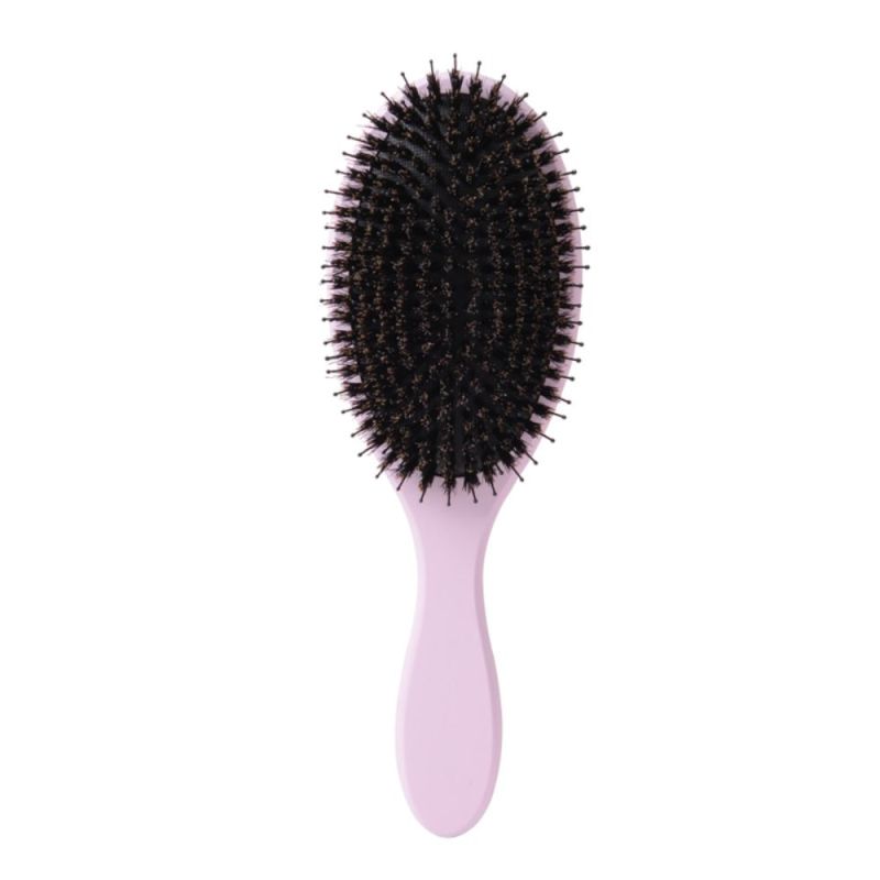2023 Hot Sell Wholesale Pink Color Wooden Handle Hair Brush With Boar Bristles Mix Nylon Logo Custom Support Hair Brush Set