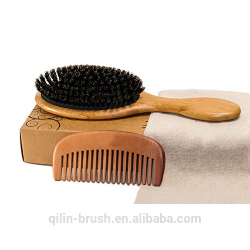 Wooden hair brush boar bristle  hair brush massager oval hair brush
