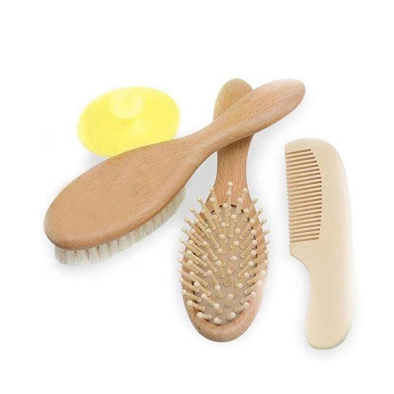 Natural soft Goat Bristles bamboo Baby Hair Brush for newborn and Women Wooden Baby Brush and Comb Set