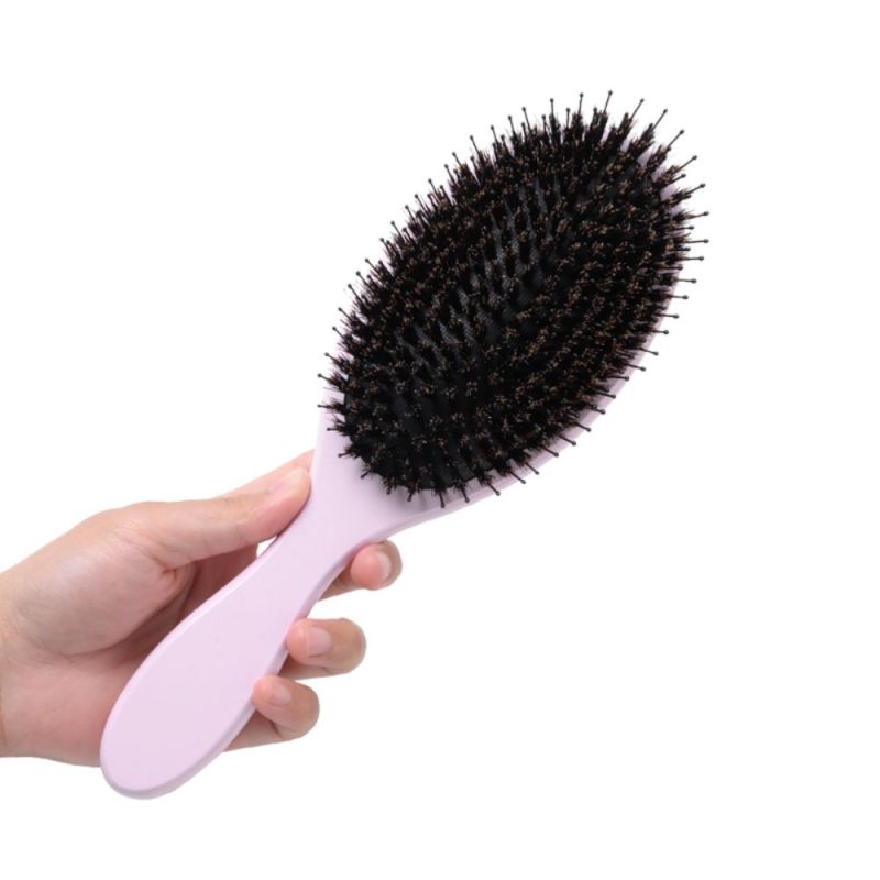 2023 Hot Sell Wholesale Pink Color Wooden Handle Hair Brush With Boar Bristles Mix Nylon Logo Custom Support Hair Brush Set