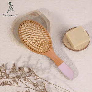 Eco Friendly Bamboo Hair Brush Natural Wooden Bristle Hair Scalp Massager Brush