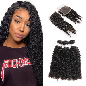 10A Curly Human Hair 3 Bundles with 4x4 Lace Closure Raw Brazilian Virgin Hair Cuticle Aligned Human Hair Vendors  Vast 