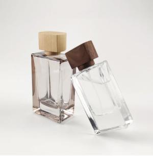 30ml 50ml 70ml 80ml simple modern style round square rectangular cologne perfume bottle with wooden cover