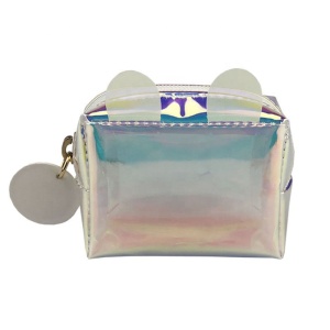 Best Popular Holographic Color Coin Pouch Lipstick Holder Bag Cute Mini Cosmetic Bag With Ear Design 