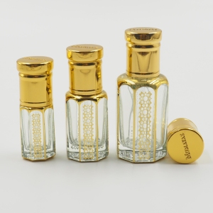 3ml 6ml 12ml Golden Plating Hand polished Design Essential Oil Glass Bottles