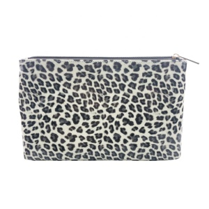 DSBAJPC-B779 PU Soft Velet Nylon Satin Cotton Polyester Personalized Glossiness Leopard Pattern Makeup Bag Large Cosmetic Make Up Pouch 