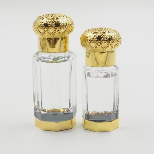 Luxury 6ml 12ml Fancy Arabian Empty Attar Glass Bottle With Shiny Zamac Base And Cap
