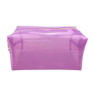 DSBF-B480 Fashion Cosmetic Bags Cotton Polyester Waterproof Transparent Violet Color Cosmetic Bag Pouch Zipper Bags Clear Cosmetic Purse 