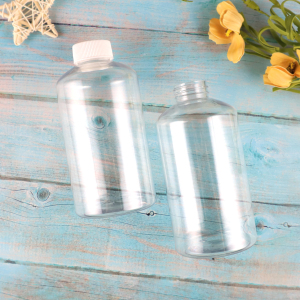 480ml clear plastic shampoo bottle with white screw cap 