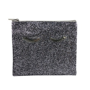 DAISHU Best Selling Shinny Glitter Pouch Bag Silver Metal Eye Lash Cosmetic Pouches With Your Own Logo Design and Flexible Sizes 