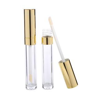 wholesale stock goods round shiny gradient black lip gloss tube container liquid lipstick packaging brush