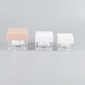 New arrival luxury square acrylic jar PET plastic cosmetic jars 