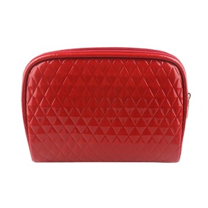 Girly Mini Red Beauty Bag Shiny Diamond Lattice Cosmetic Beauty Pouch for Christmas Promotion 