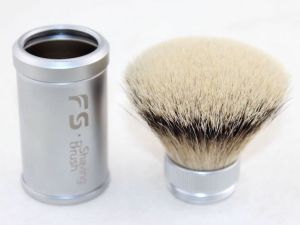 FS-SI30-TR-MA, KING FLAT FAN SHAPE, 30mm Knot, Aluminum Travel Shaving Brush,Silvertip Badger hair