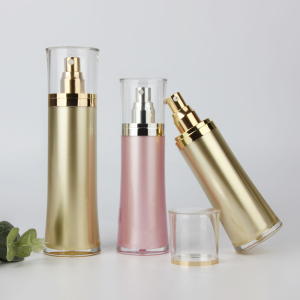 60ml 120ml gold and pink acrylic cosmetic skin care bottle in stock PET plastic cosmetic jars
