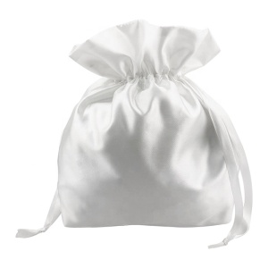 Pure White Silk Drawstring Bags Cosmetic Beauty Skincare Storge Drawstring Pouch With Ribbon and Customized Logo 