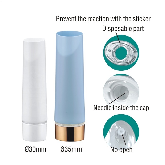 recycled plastic cosmetic container blue soft plastic tube D35mm 