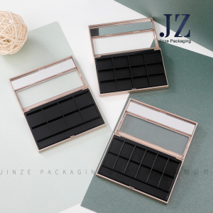 jinze printed gold square 8 color 12 color custom eyeshadow palette packaging case 