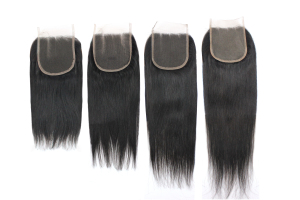 Factory price 100% human remy hair 4x4 top closure, natural black color hair piece