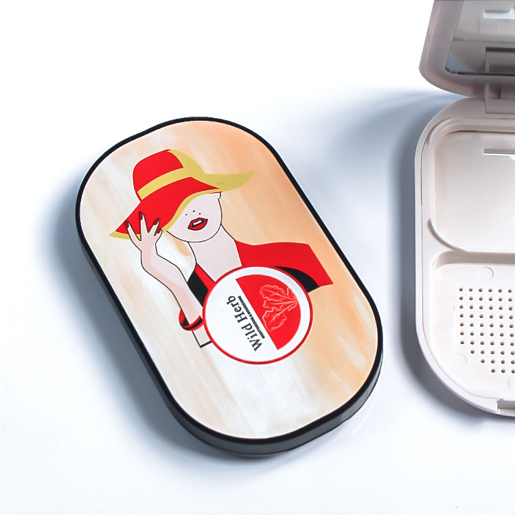 high quality cute white empty compact powder container case packaging 