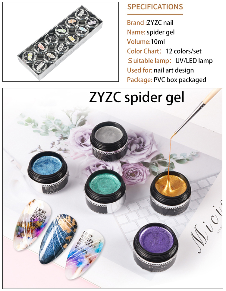 Hot sale private label press on nails mental spider nail gel