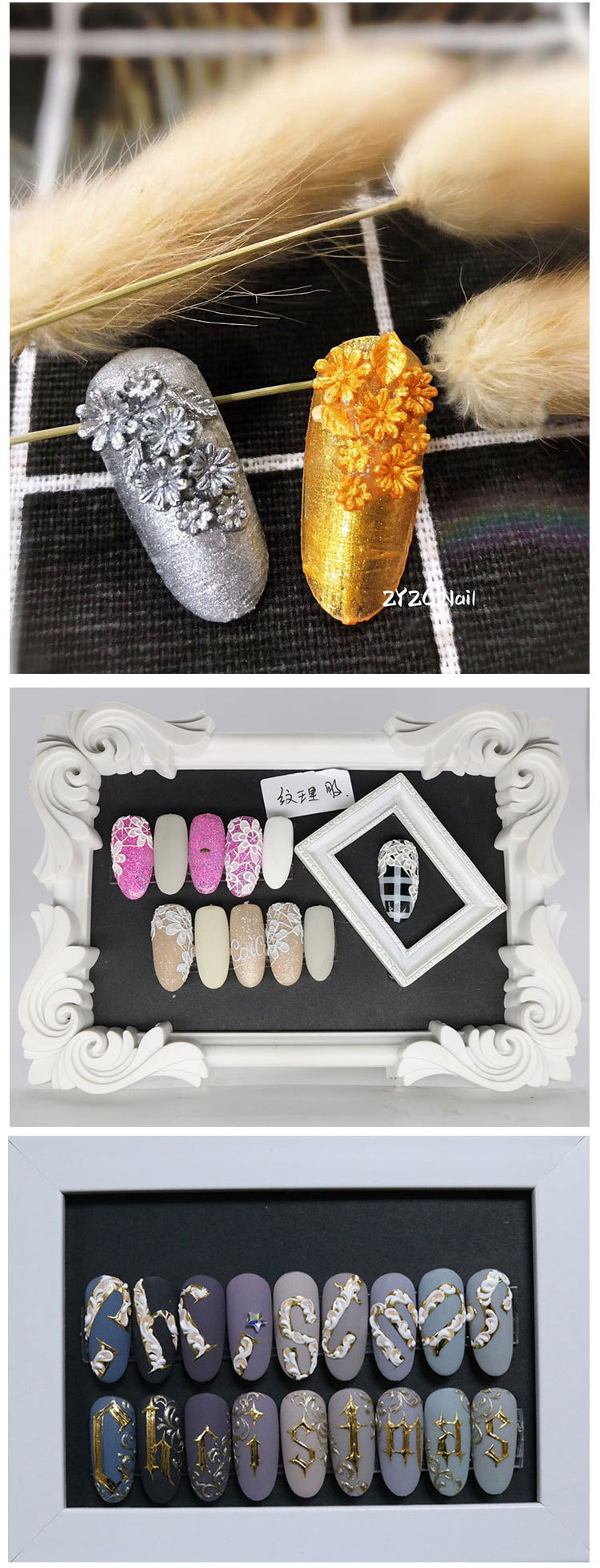 Hot sale emboss paste nails art 3d uv embossing gel paint nail painting