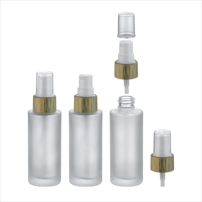 30ml 50ml bamboo lotion pump frosted glass bottle container 