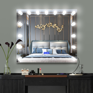 Wall Mounted Bluetooth Wall Hollywood LED Bulbs Lighted Mirror for Salon