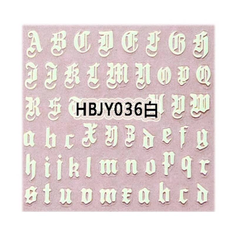 Old English Letter for Nail Stickers 3d HBJY Series Alphabet Retro Art Decoration Famous Korea Children Wholesale 