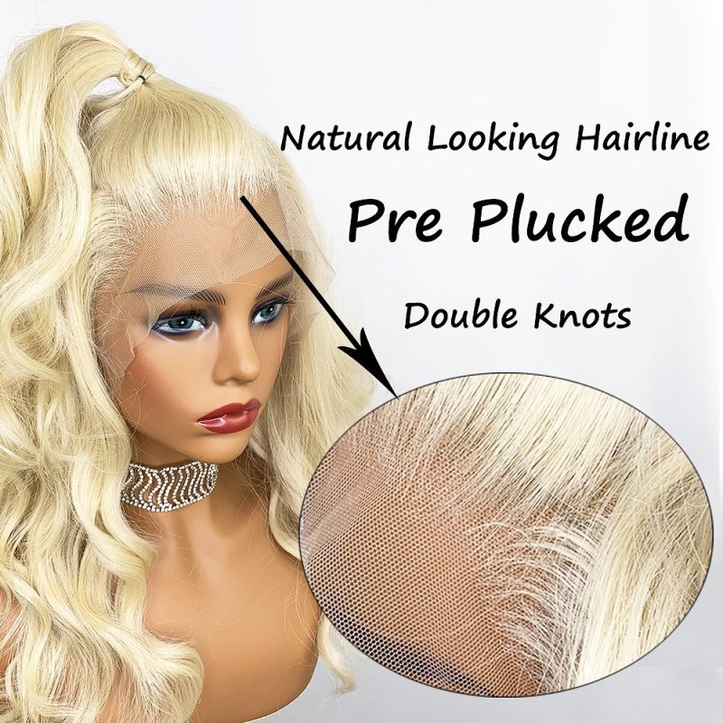 Natural Part Lace Front Wig #613 Long Blonde Human Hair Wig, HD full lace wig with baby hair,hair factory Blonde Wig
