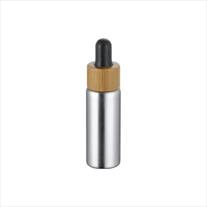 5ml 10ml plating silver gold glass bottle with bamboo dropper cap
