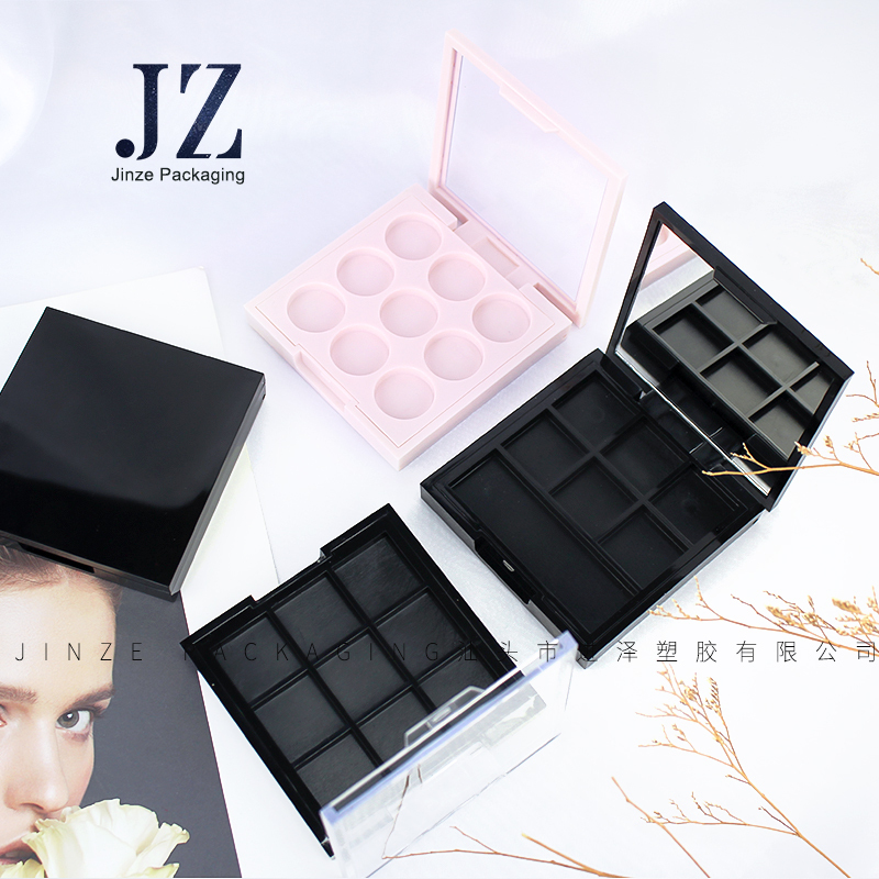 jinze black square 6 or 9 colors eyeshadow packaging empty container case
