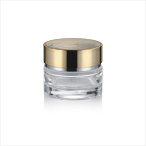 luxury cosmetics empty clear glass body cream jar with gold cap 50g 