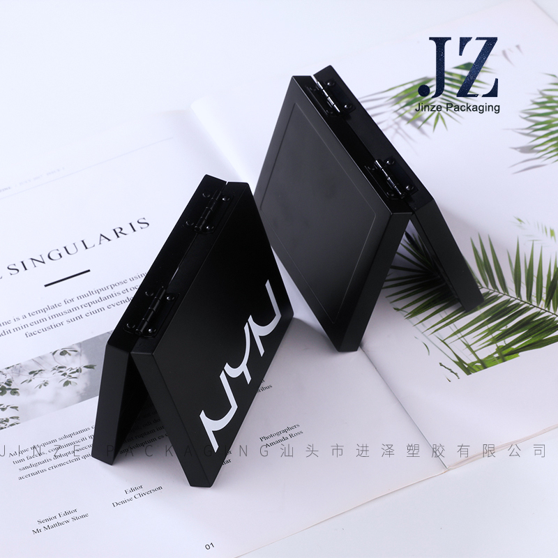 jinze black square double layer case with palette eyeshadow compact powder highlight container makeup box set 