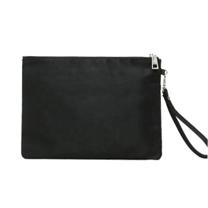 Hot Sale Black Leather Material Beauty Purse Make Up Gift Pouch With Wristlet 