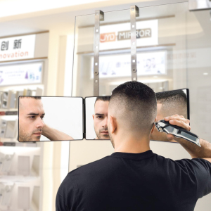Folding Tri fold Makeup 3 Way Mirror Vanity for Home Using Man Self-haircut
