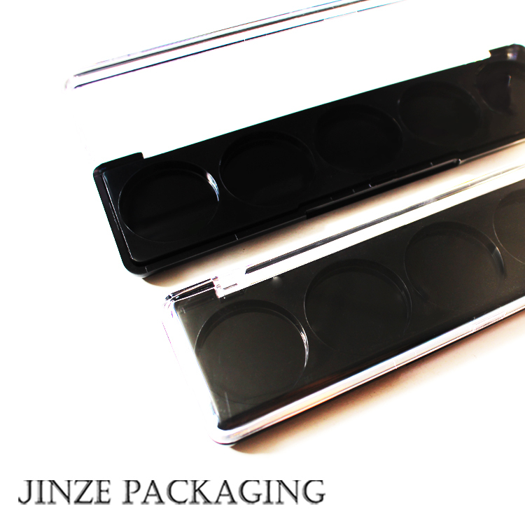 JINZE plastic 5 colors private label eyeshadow palette packaging case pan 