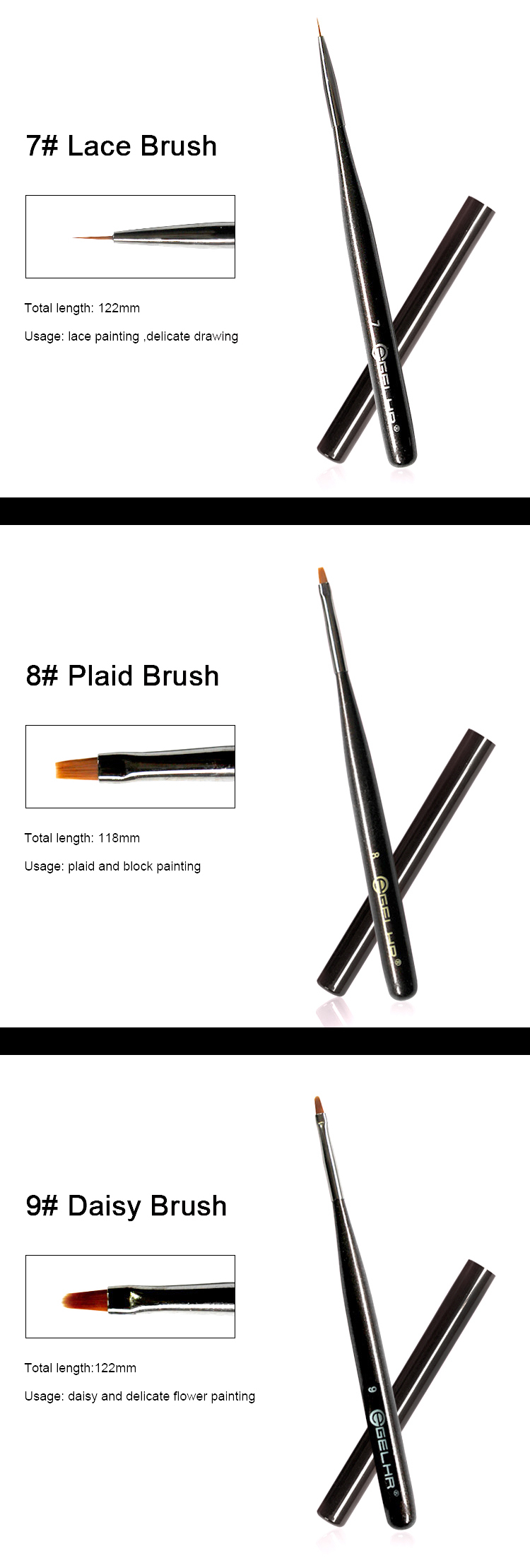 Nail Gel Multifunctional Color Painting brush Japanese Nail Pen Set 9pcs Japan Brush Set For Professional Manicure 