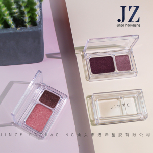 jinze transparent square 2 color empty glitter eyeshadow container palette case packaging