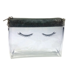 Blink Blink Glitter Cosmetic Pouch Transparent Clear Gift Bag With Lash Printed Design 
