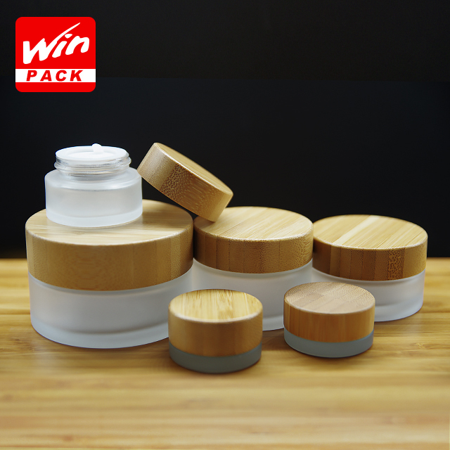 15g 20g 30g 50g frost glass bamboo cream jar with bamboo lid wholesale 