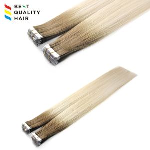 Custom made ombre color double drawn tape in hair extension 