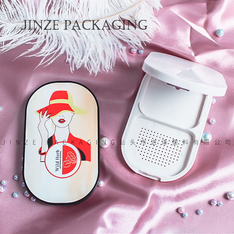 high quality cute white empty compact powder container case packaging 
