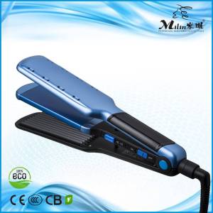 Newest and top quality 2 in 1 hair straightener with ceramic magic flat and crimping plate